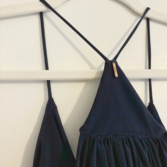 MISA Los Angeles Domino Dress Draped Ruched Knee Length Navy Size XS Cocktail - Picture 7 of 8